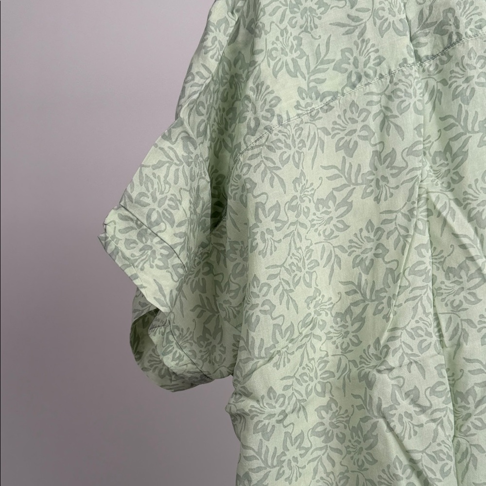 acacia swimwear Mint Green Botanical Print Button-Down Shirt - Picture 8 of 10